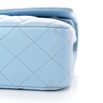 Chanel Iridescent Lambskin Quilted Medium Double Flap Light Blue 12 of 14