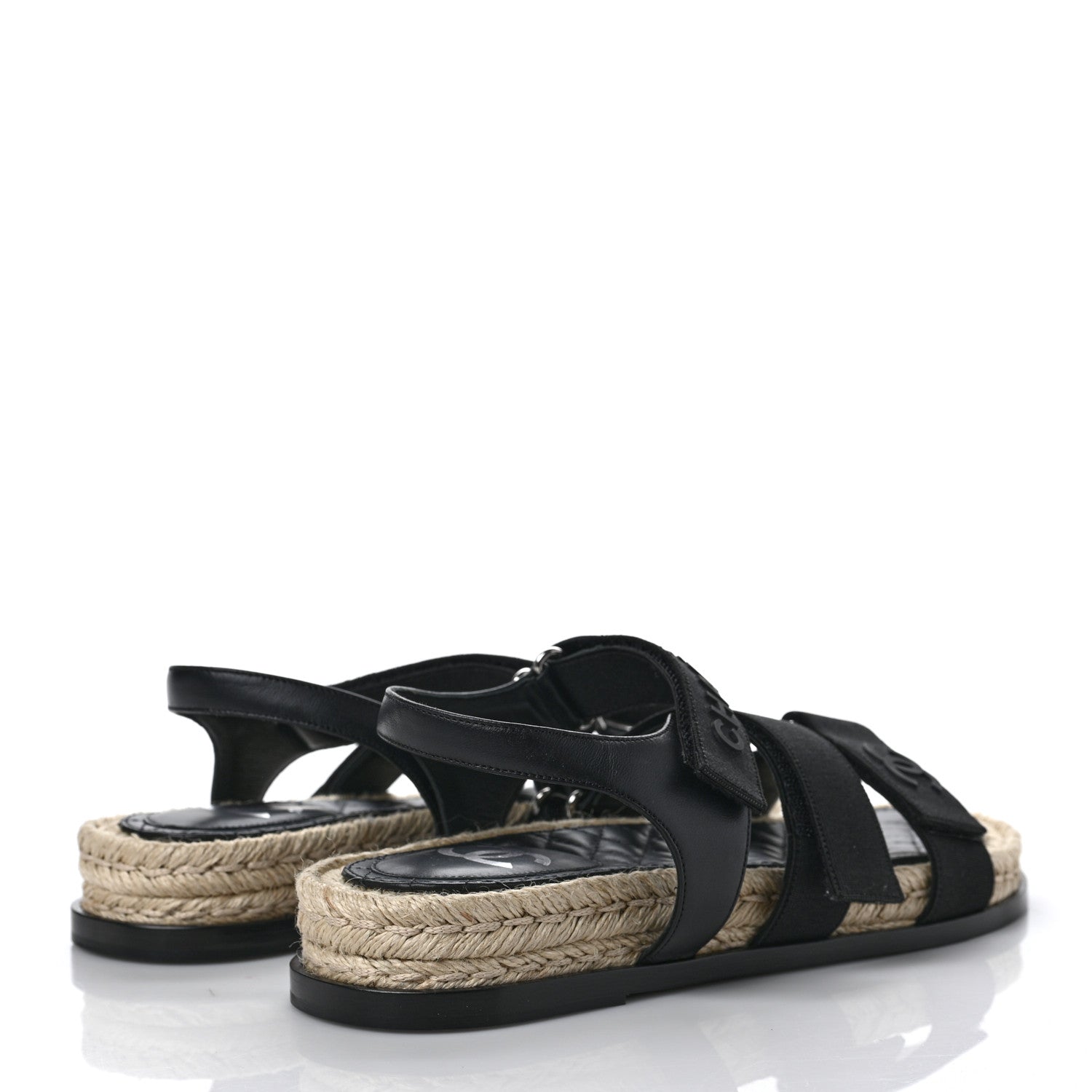 Chanel Stretch Fabric Lambskin CC Flat Sandals 40 Black 4 of 8