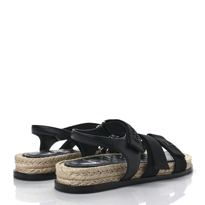 Chanel Stretch Fabric Lambskin CC Flat Sandals 40 Black 4 of 8