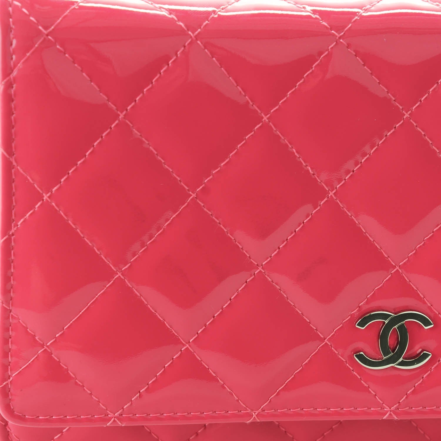 Chanel Patent Quilted Wallet On Chain WOC Pink 2 of 10