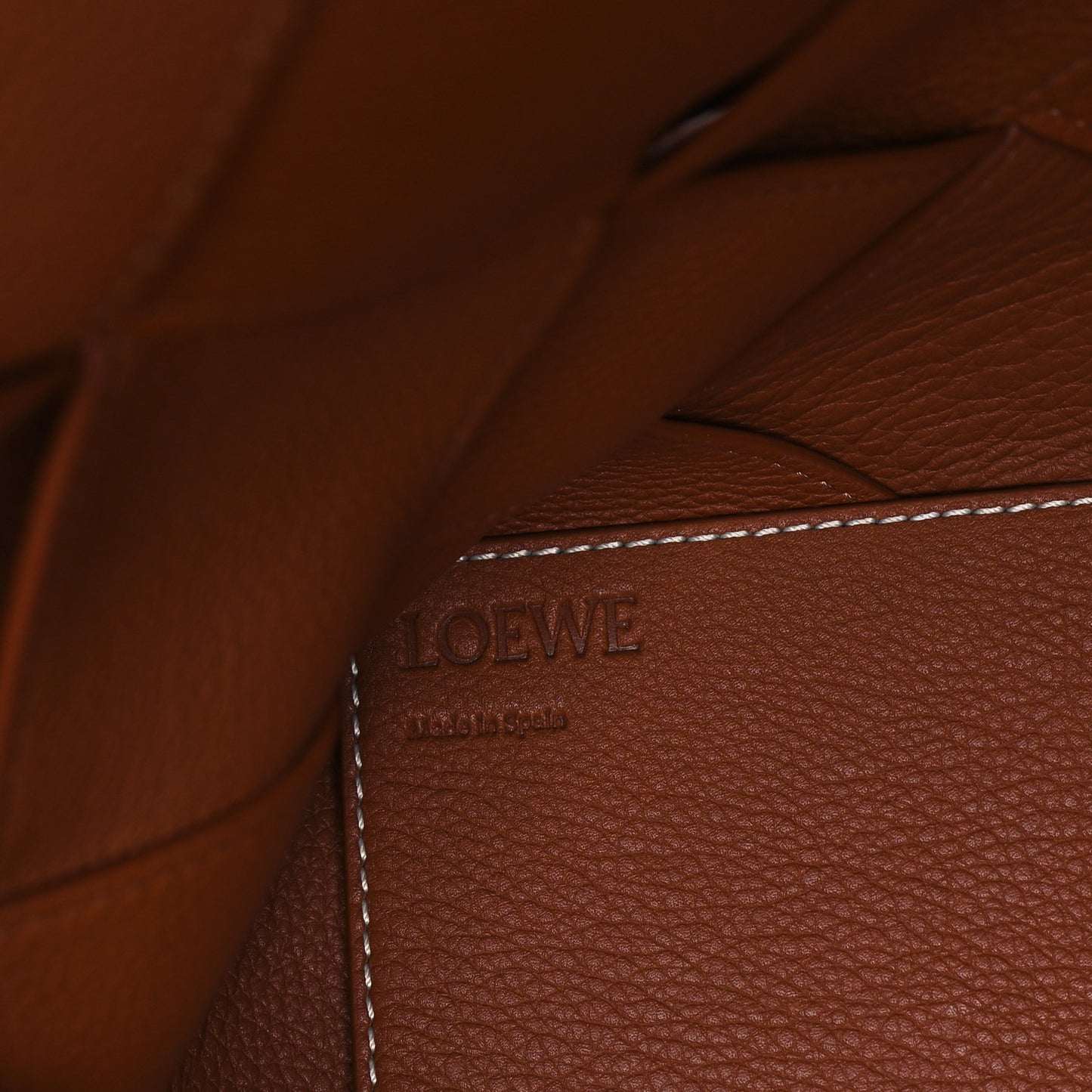 Soft Grained Calfskin Woven Basket Bag Tan