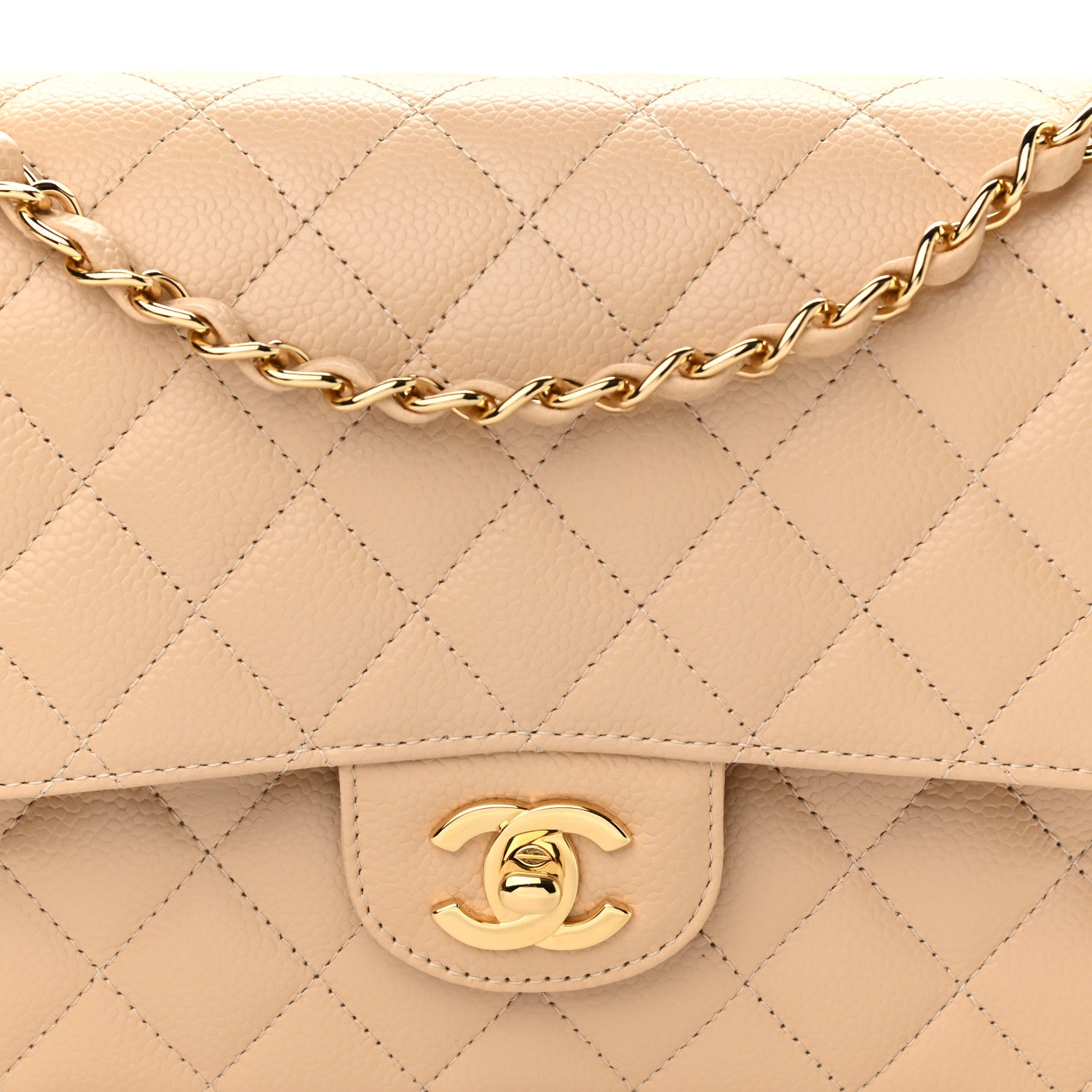 Chanel Caviar Quilted Medium Double Flap Beige 8 of 10