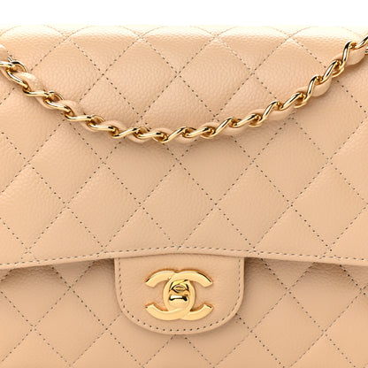 Chanel Caviar Quilted Medium Double Flap Beige 8 of 10