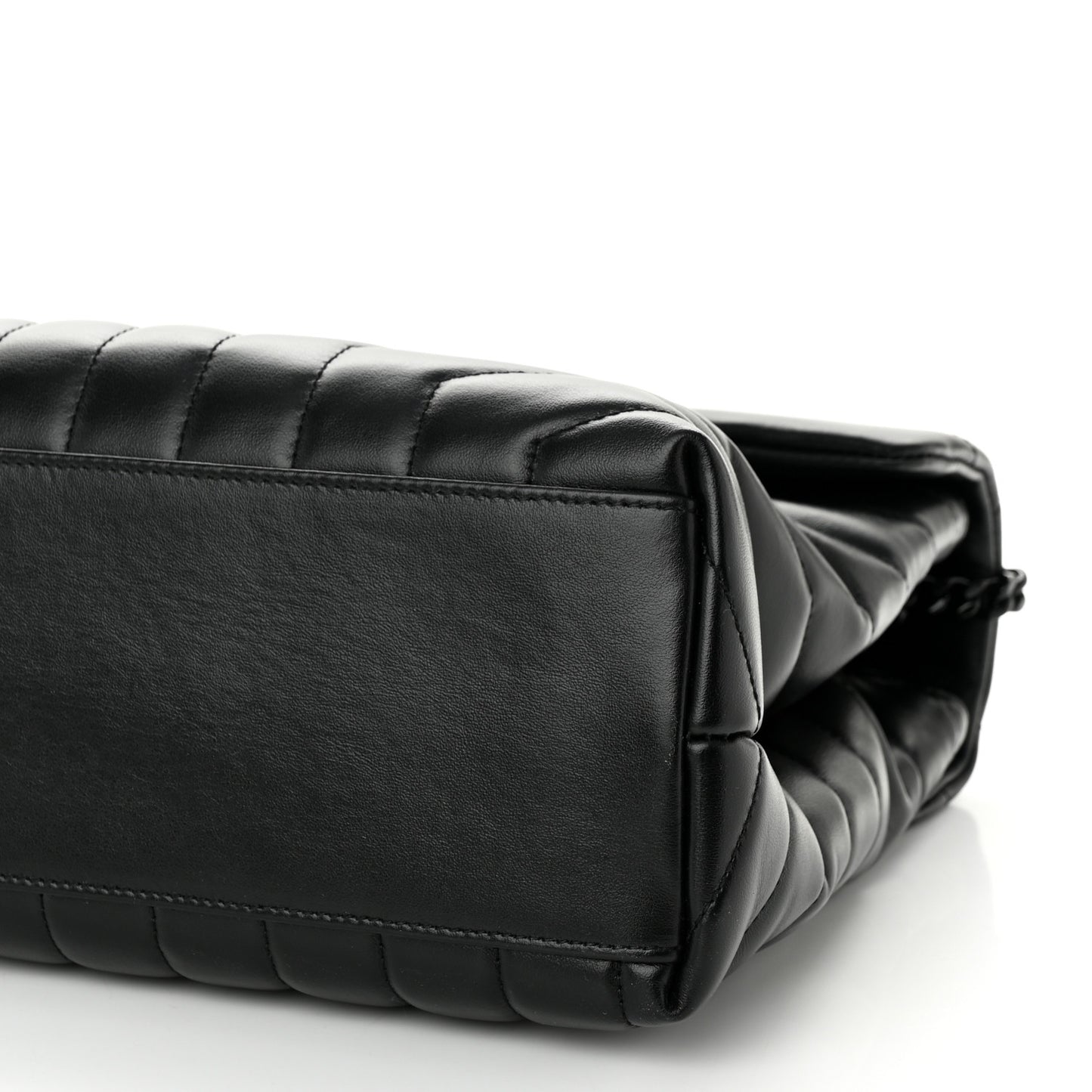 Calfskin Y Quilted Monogram Monochrome Medium Loulou Chain Satchel Black