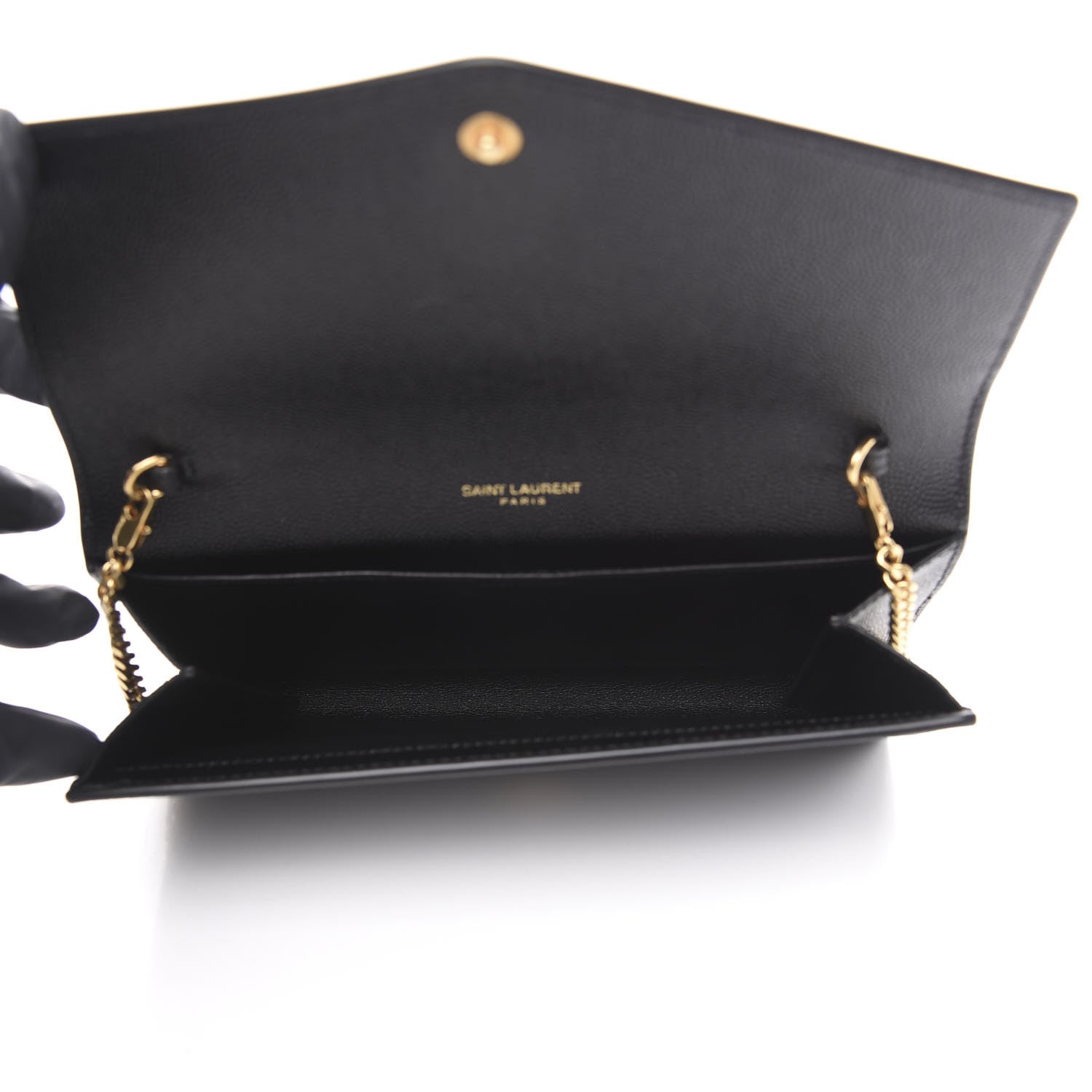 Saint Laurent Grain De Poudre Uptown Chain Wallet Black 4 of 6
