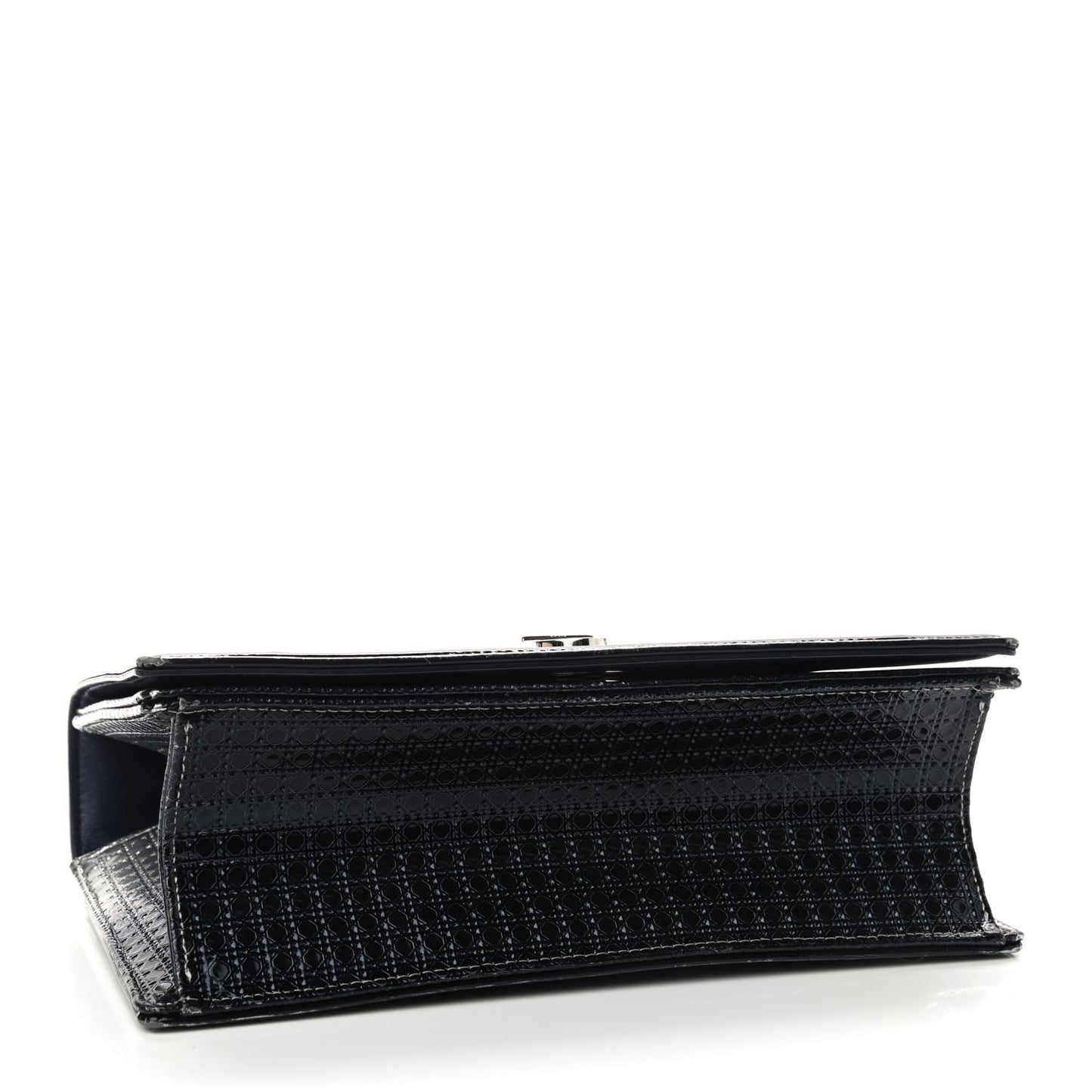 Metallic Patent Micro-Cannage Gradient Medium Diorama Flap Bag Silver Blue