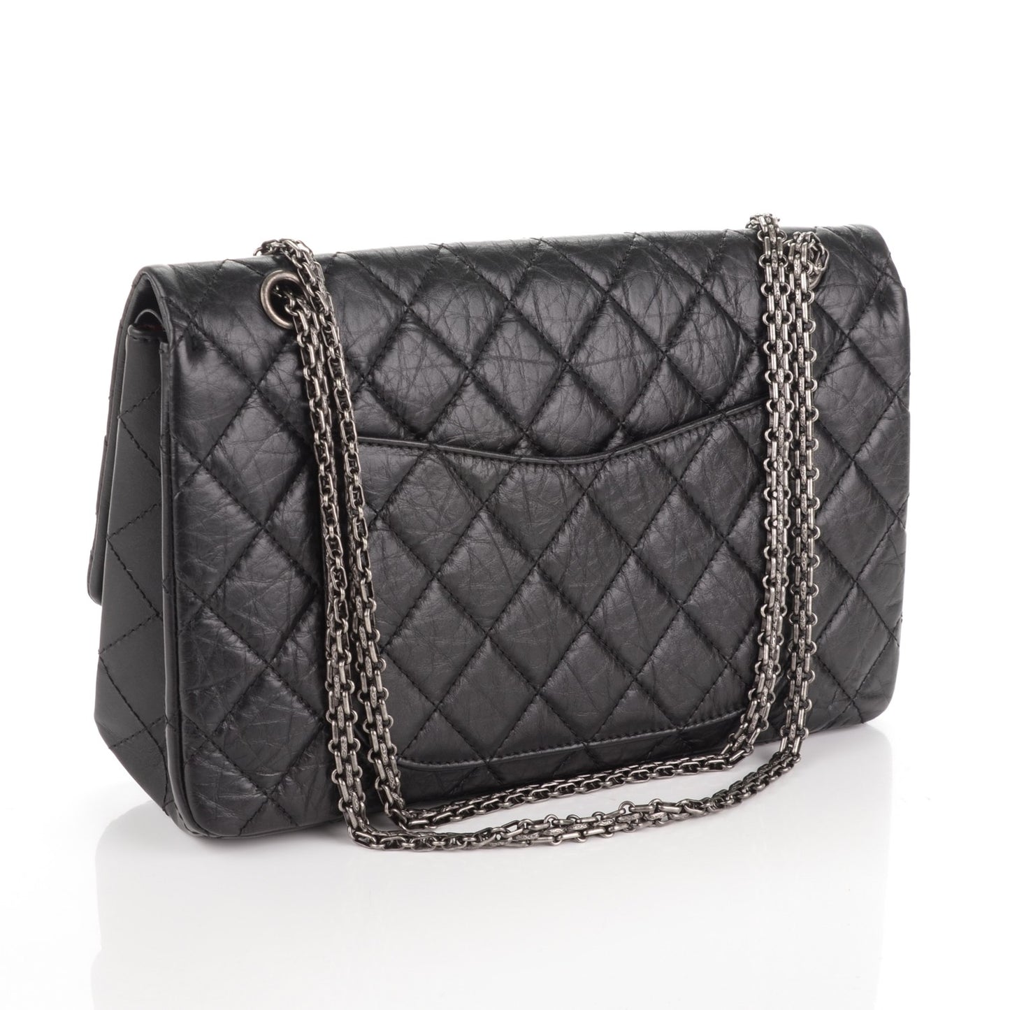 Aged Calfskin Quilted 2.55 Reissue 227 Flap Black
