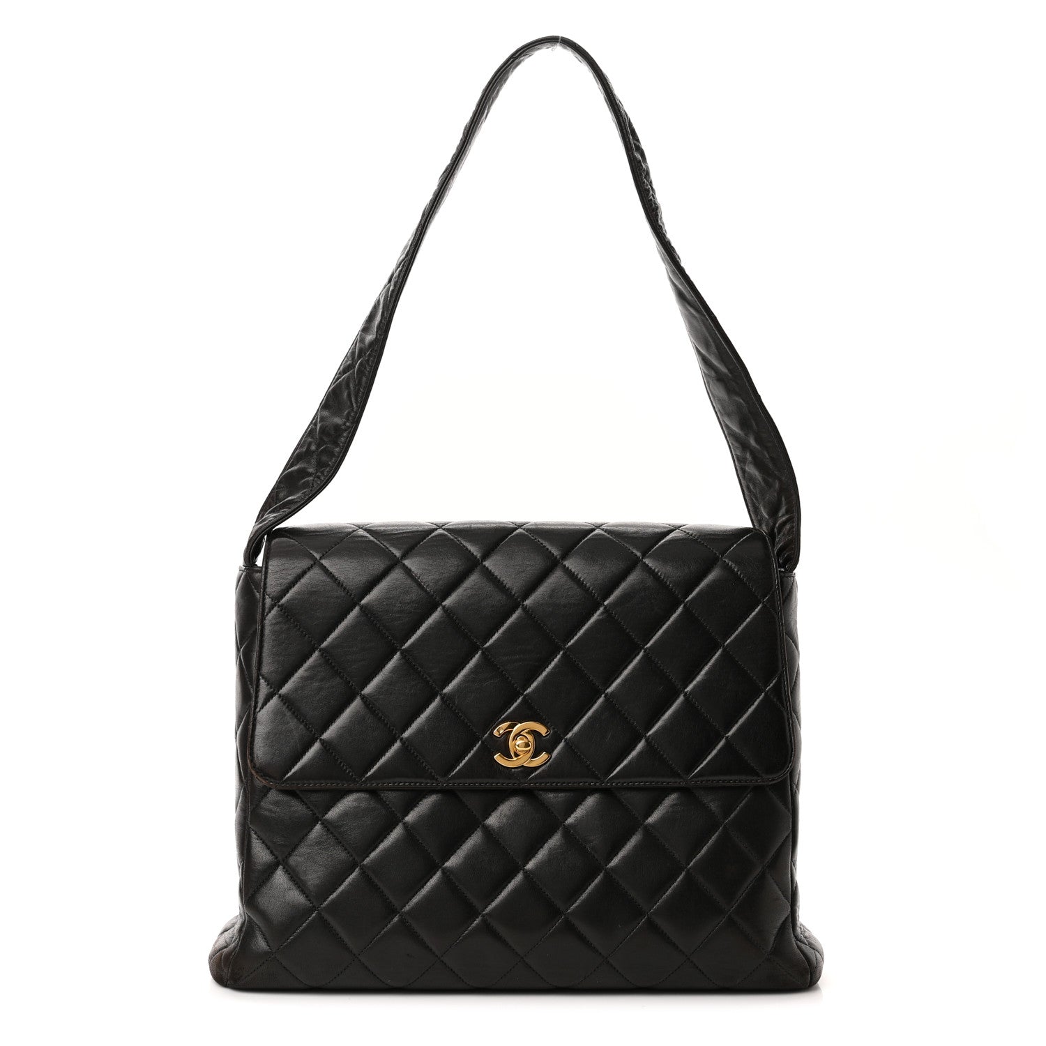 Chanel Lambskin Quilted CC Flap Shoulder Bag Black 1 of 10