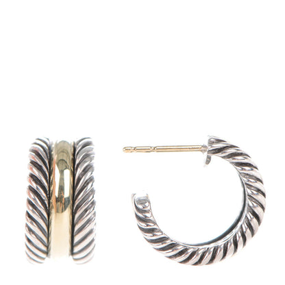 David Yurman Sterling Silver 14K Yellow Gold 16mm Cable Classics Hoop Earrings 1 of 6