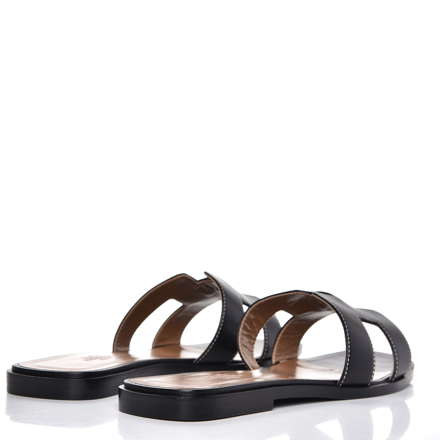 Hermes Box Calfskin Oran Sandals 40 Black 4 of 11
