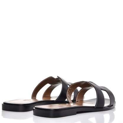 Hermes Box Calfskin Oran Sandals 40 Black 4 of 11