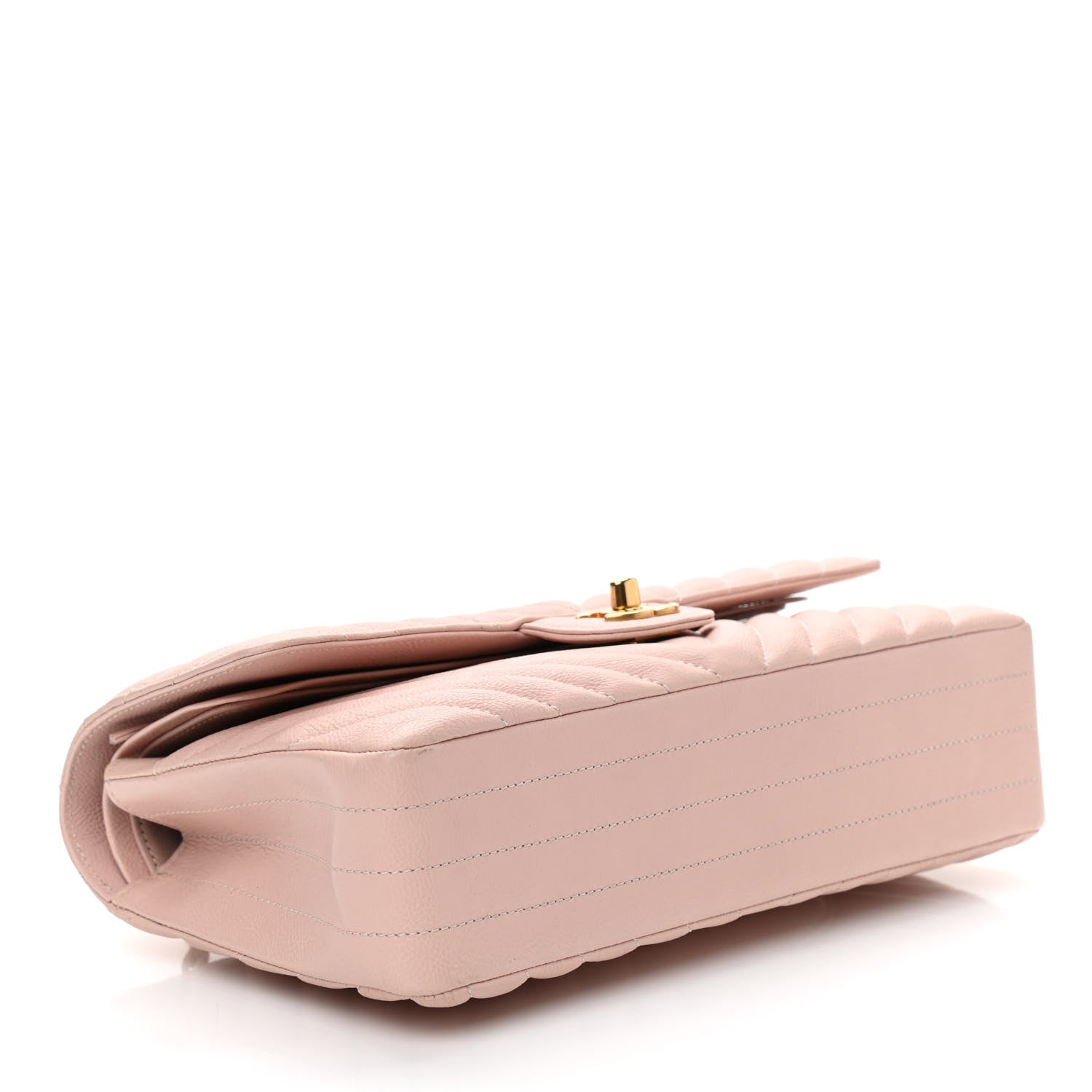 Chanel Calfskin Chevron Quilted Medium Double Flap Light Pink 4 of 10