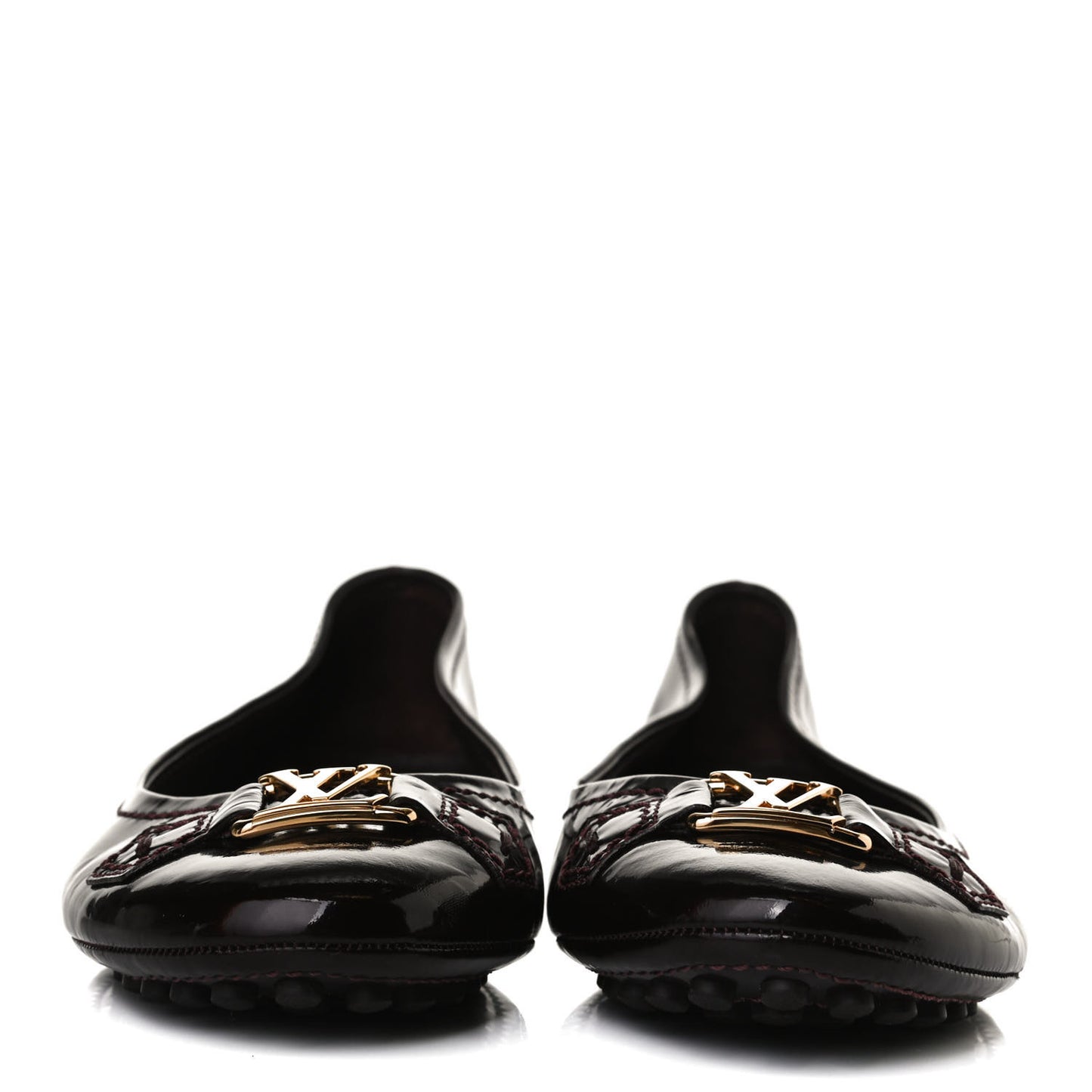 Patent Calfskin Oxford Ballerina Flats 40 Amarante