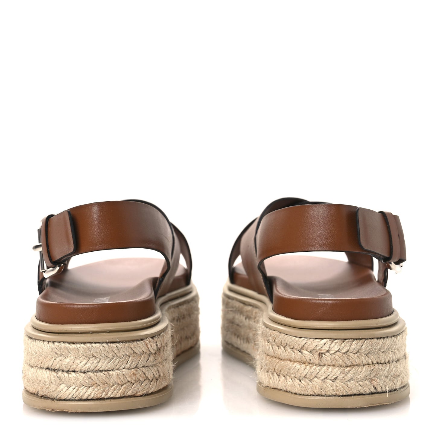 Vitello Soft Espadrilles Platform Sandals 39.5 Cognac