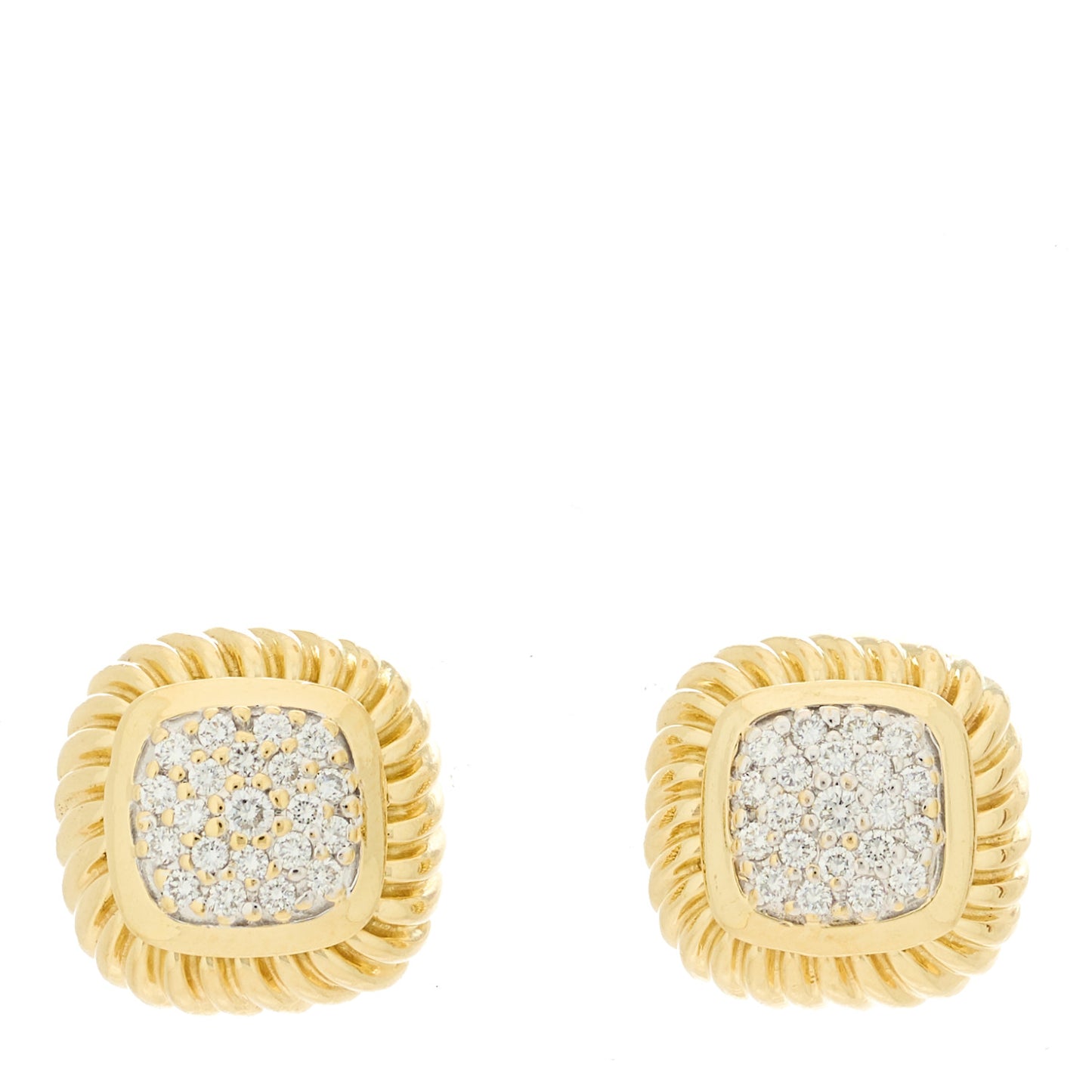 18K Yellow Gold Diamond 8mm Pave Albion Earrings