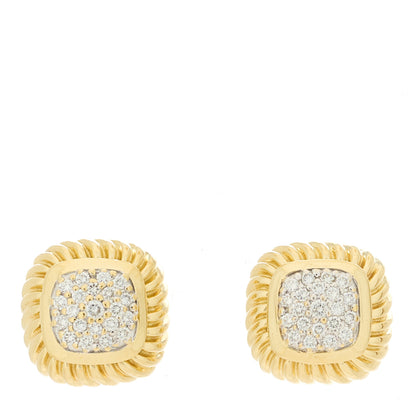 David Yurman 18K Yellow Gold Diamond 8mm Pave Albion Earrings 1 of 4