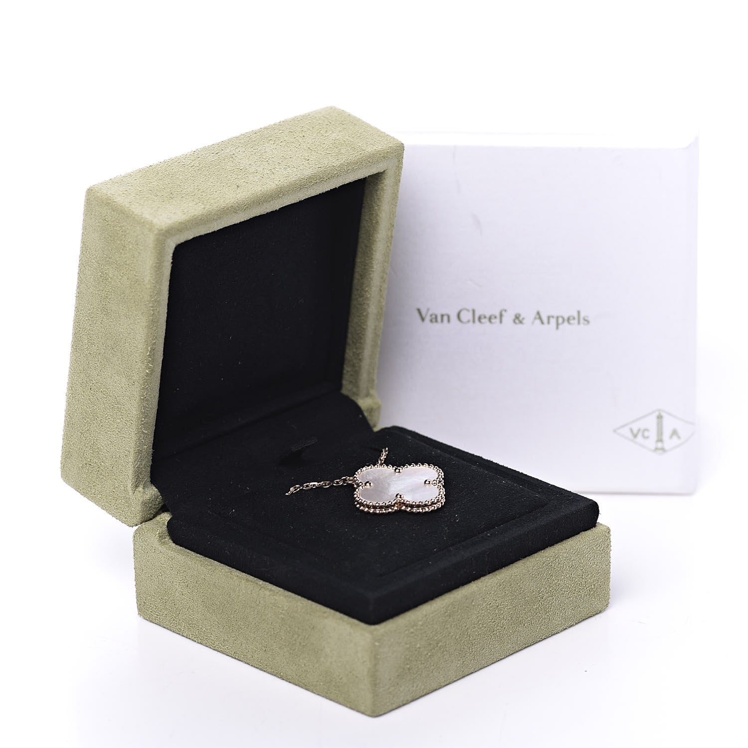 Van Cleef & Arpels 18K Rose Gold Mother of Pearl Magic Alhambra Pendant Necklace 8 of 9