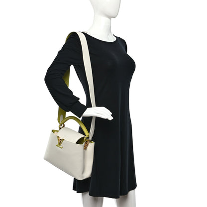 Louis Vuitton Taurillon Capucines BB White Cedrat 2 of 10