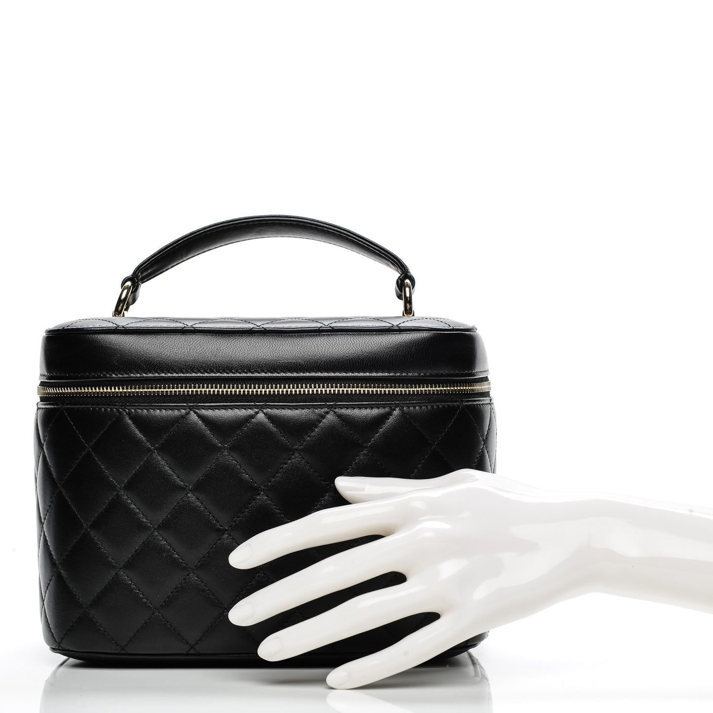 Lambskin Quilted Trendy CC Vanity Pouch Black