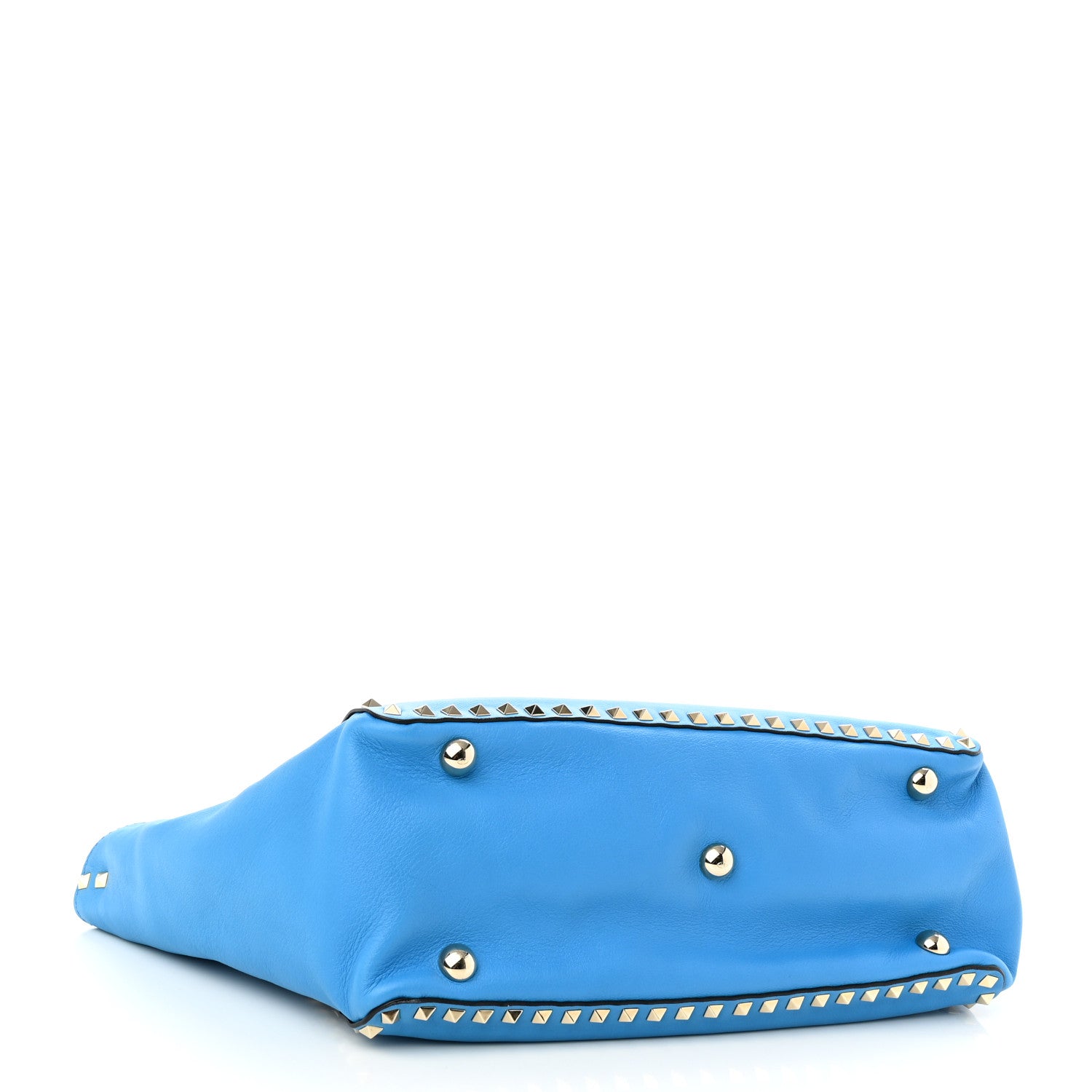 Valentino Garavani Vitello Medium Rockstud Tote Blue Fluo 4 of 9