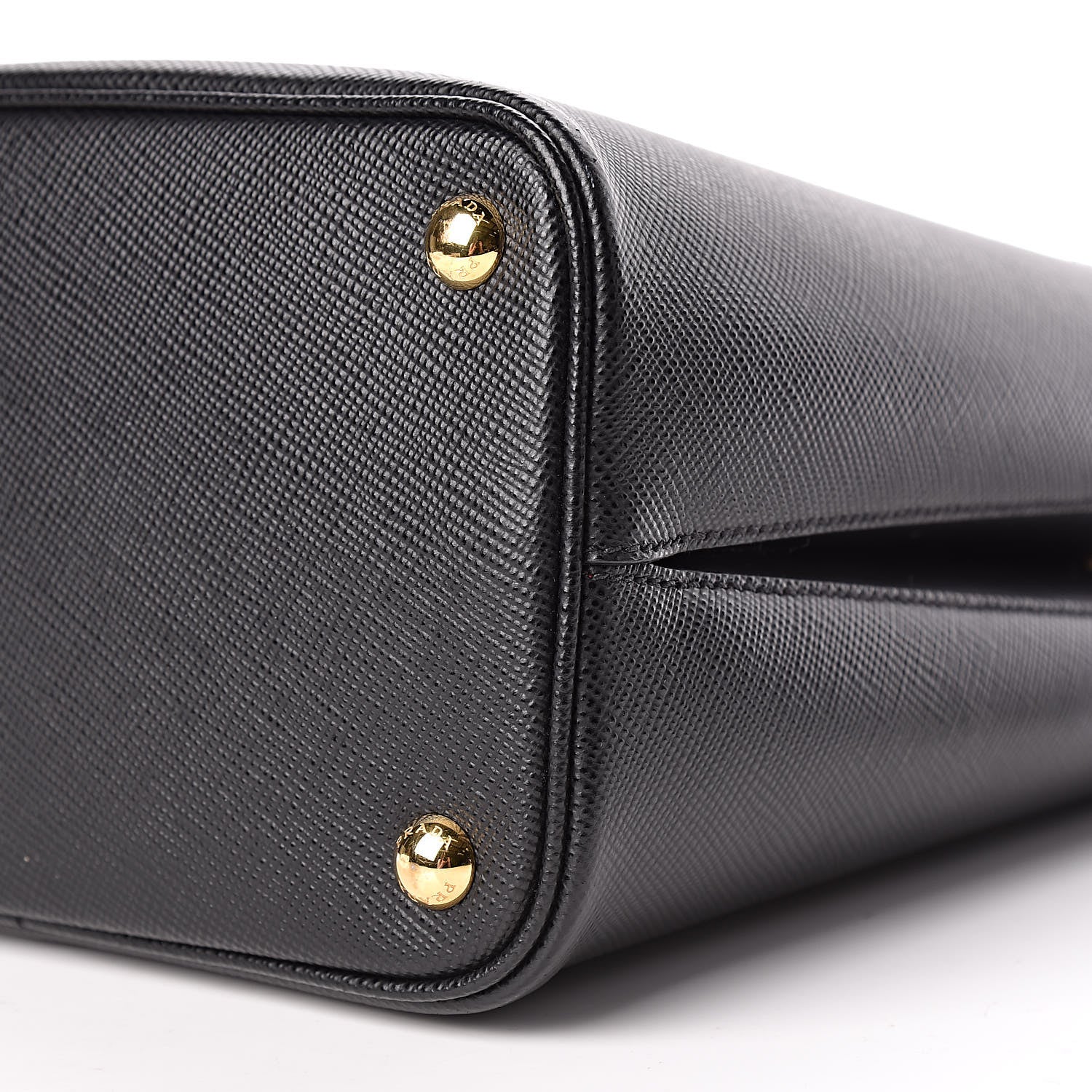 Prada Saffiano Cuir Medium Panier Bucket Bag Black Fuoco 10 of 10