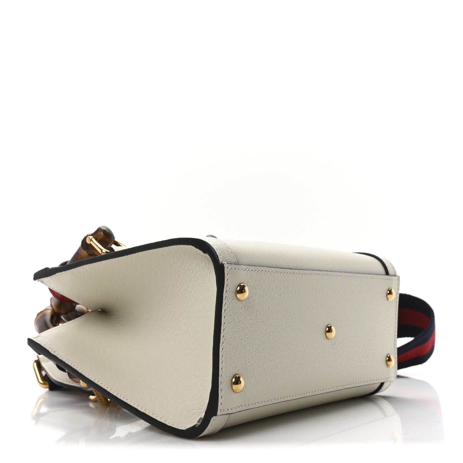 Gucci Textured Calfskin Web Mini Diana Tote Bag Mystic White 4 of 9