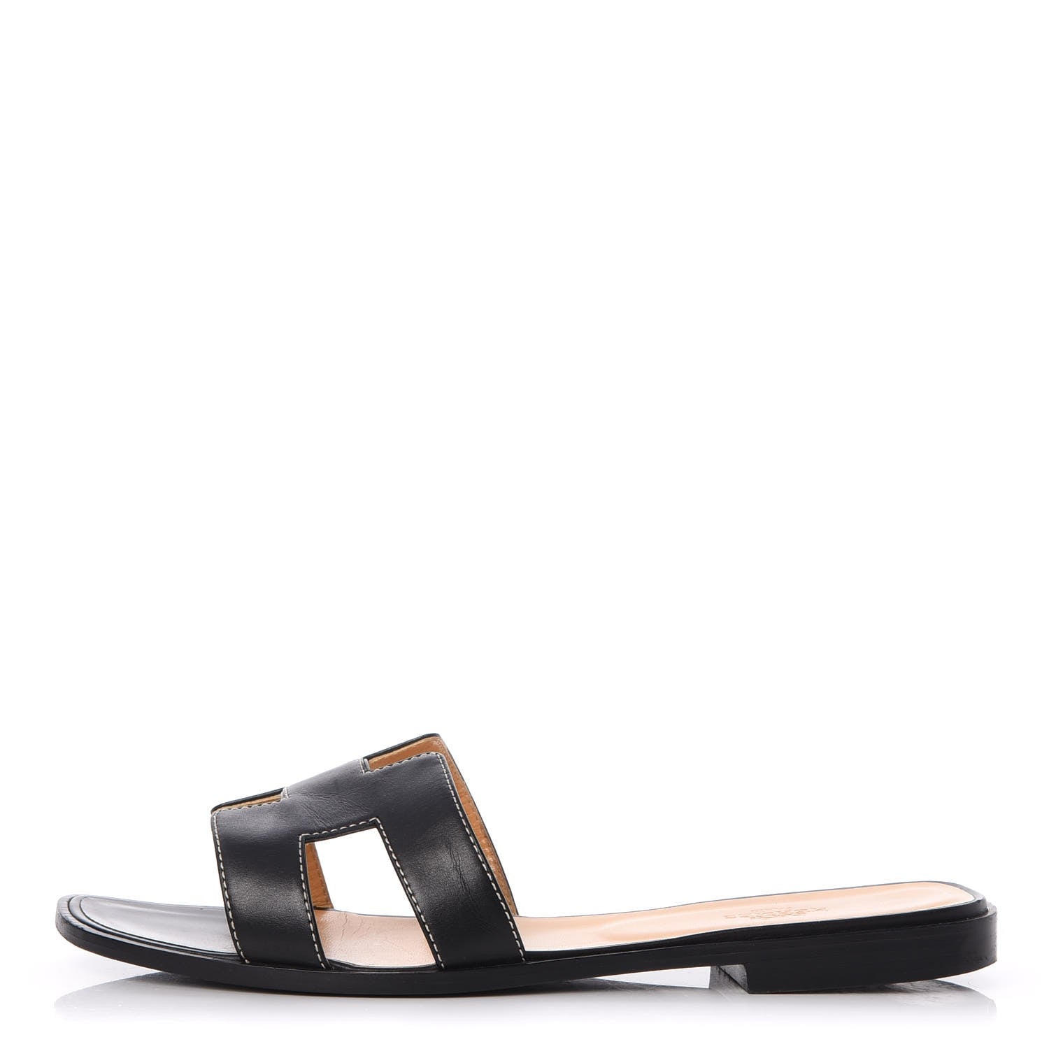 Hermes Box Calfskin Oran Sandals 40 Black 1 of 10