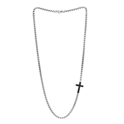 David Yurman Sterling Silver Black Diamond Streamline Cross Station Necklace 22" 3 of 5