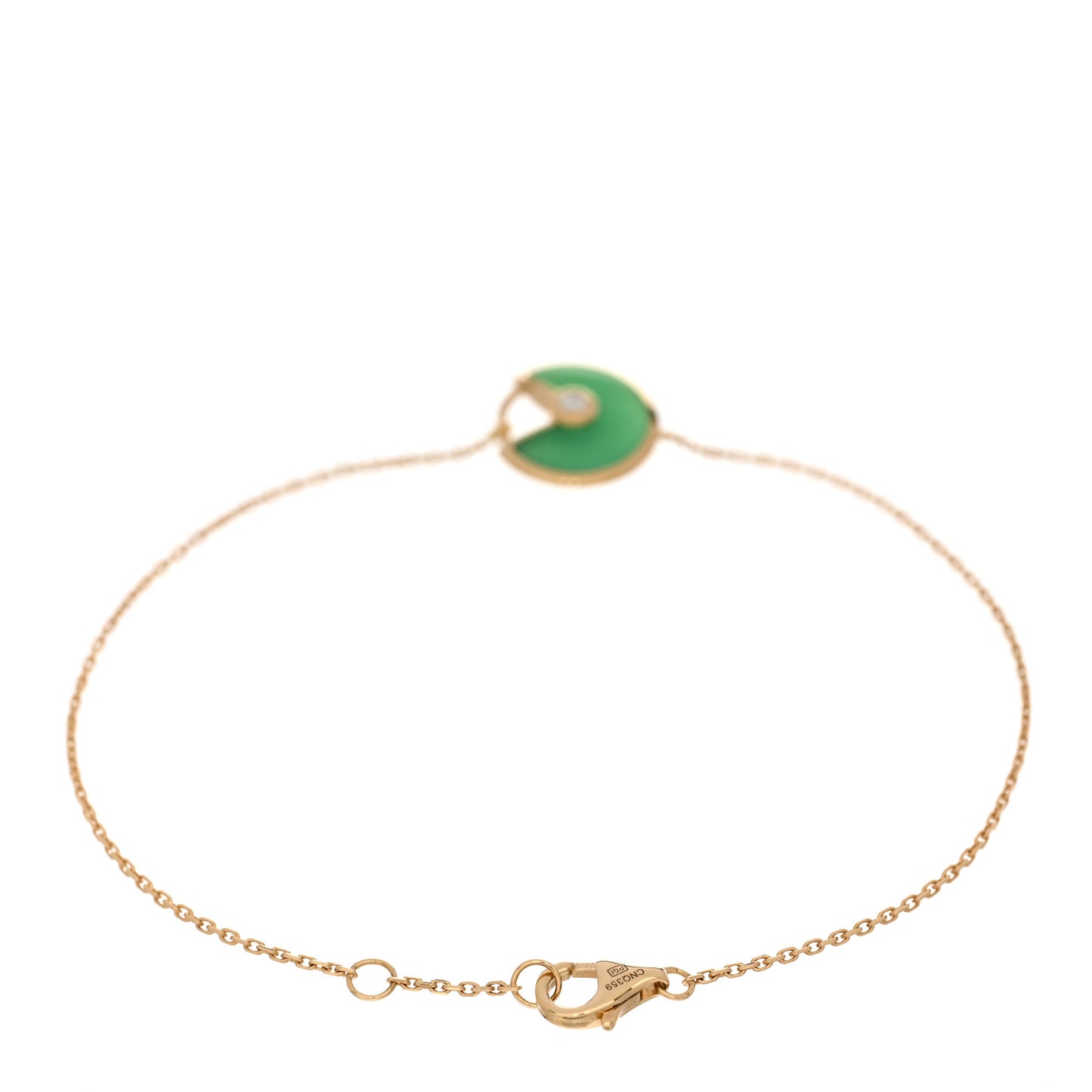 18K Yellow Gold Diamond Chrysoprase Amulette de Cartier Bracelet