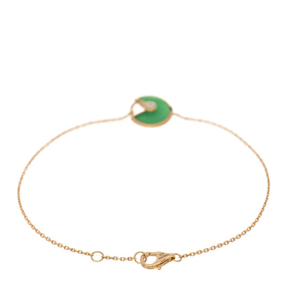 Cartier 18K Yellow Gold Diamond Chrysoprase Amulette de Cartier Bracelet 2 of 3