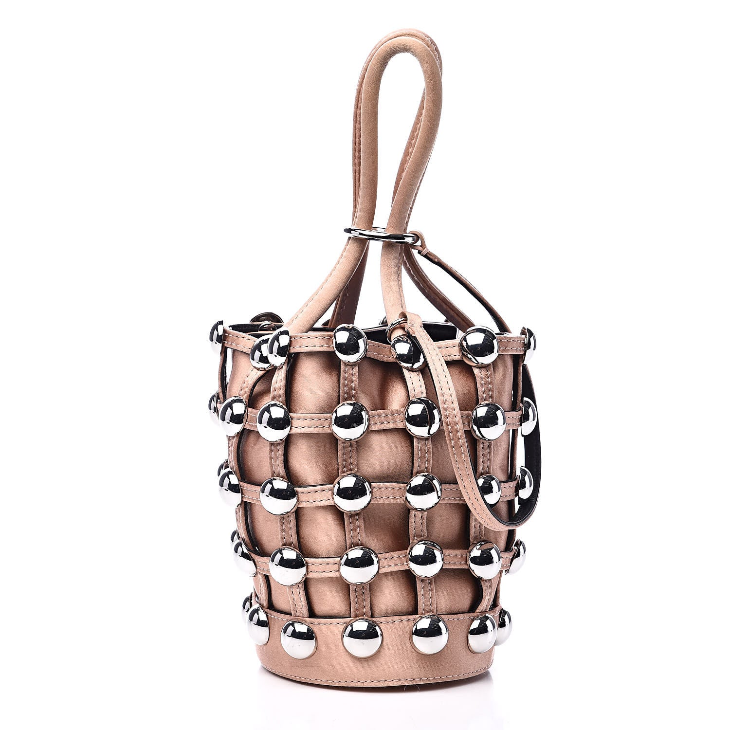 Alexander Wang Satin Embellished Mini Roxy Bucket Bag Nude 3 of 9