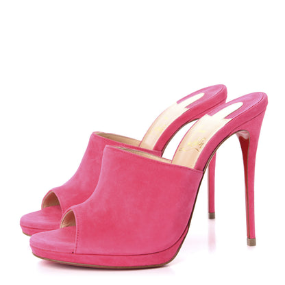 Christian Louboutin Suede Pigamule 120 Slide Sandals 36 Bangal Rose 3 of 9