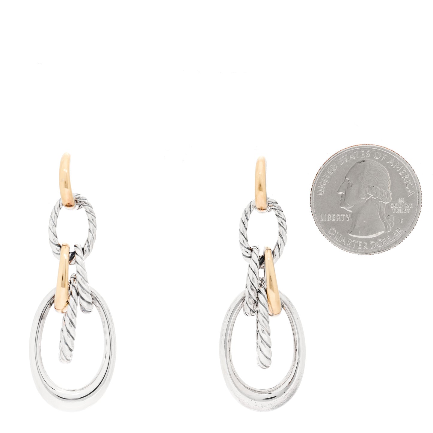 Sterling Silver 18K Yellow Gold DY Pure Form Drop Earrings