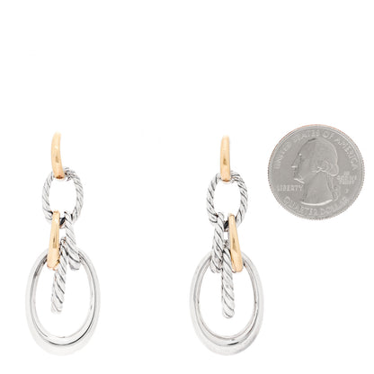 David Yurman Sterling Silver 18K Yellow Gold DY Pure Form Drop Earrings 2 of 4