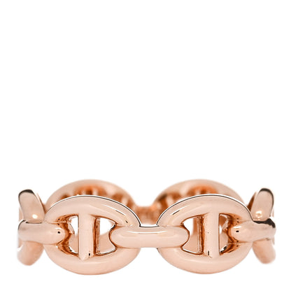 Hermes 18K Rose Gold PM Chaine d'Ancre Enchainee Ring 50 5.25 1 of 7