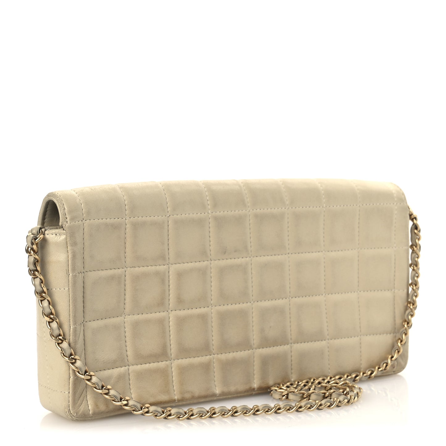 Lambskin East West Chocolate Bar Flap Ivory