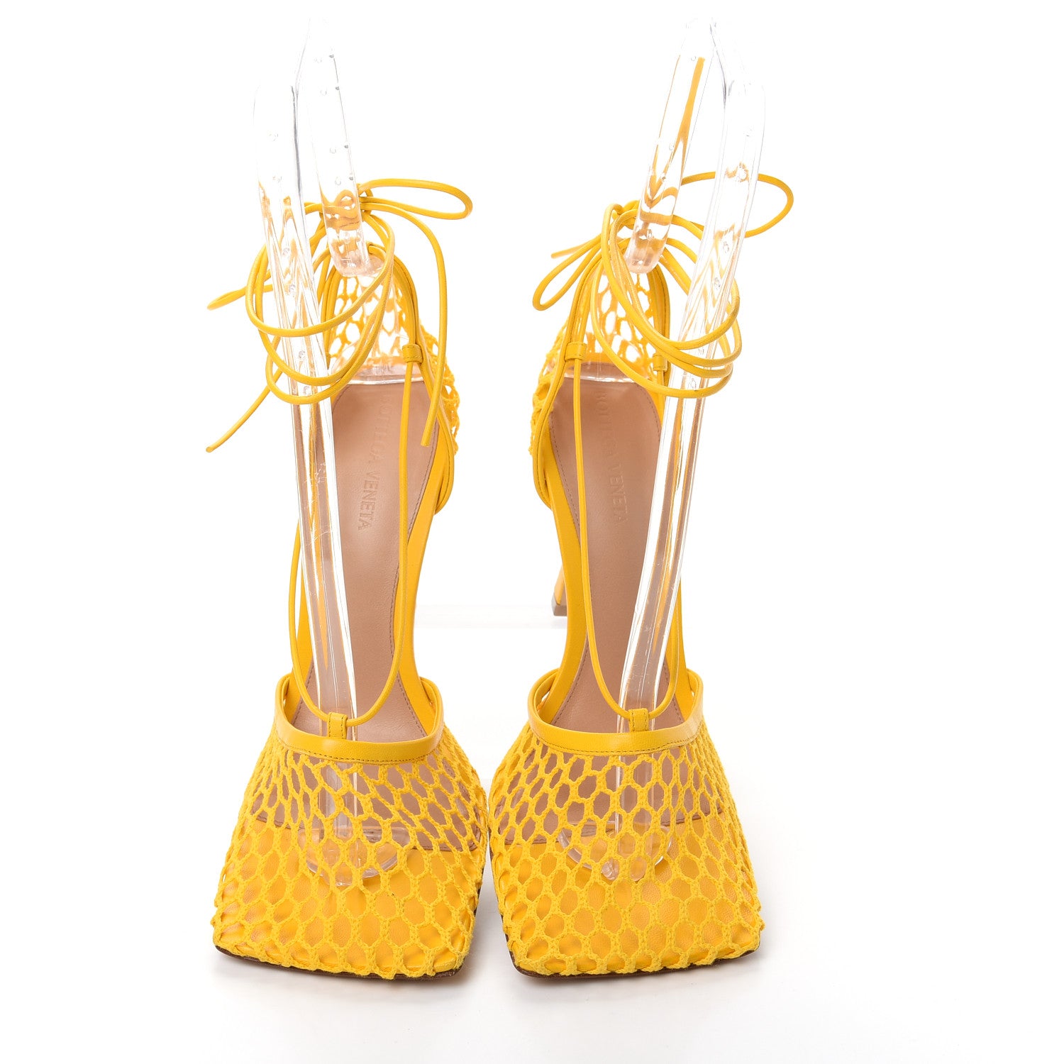Bottega Veneta Mesh Nappa Stretch Ankle Tie Sandals 40.5 Egg Yolk 6 of 9