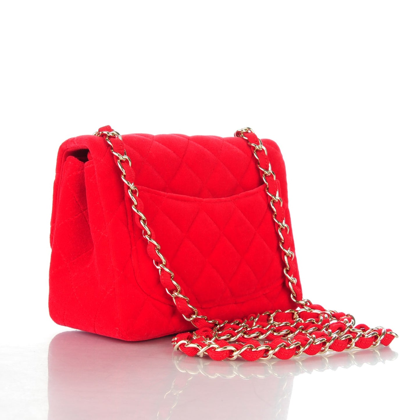 Velvet Quilted Mini Square Flap Red