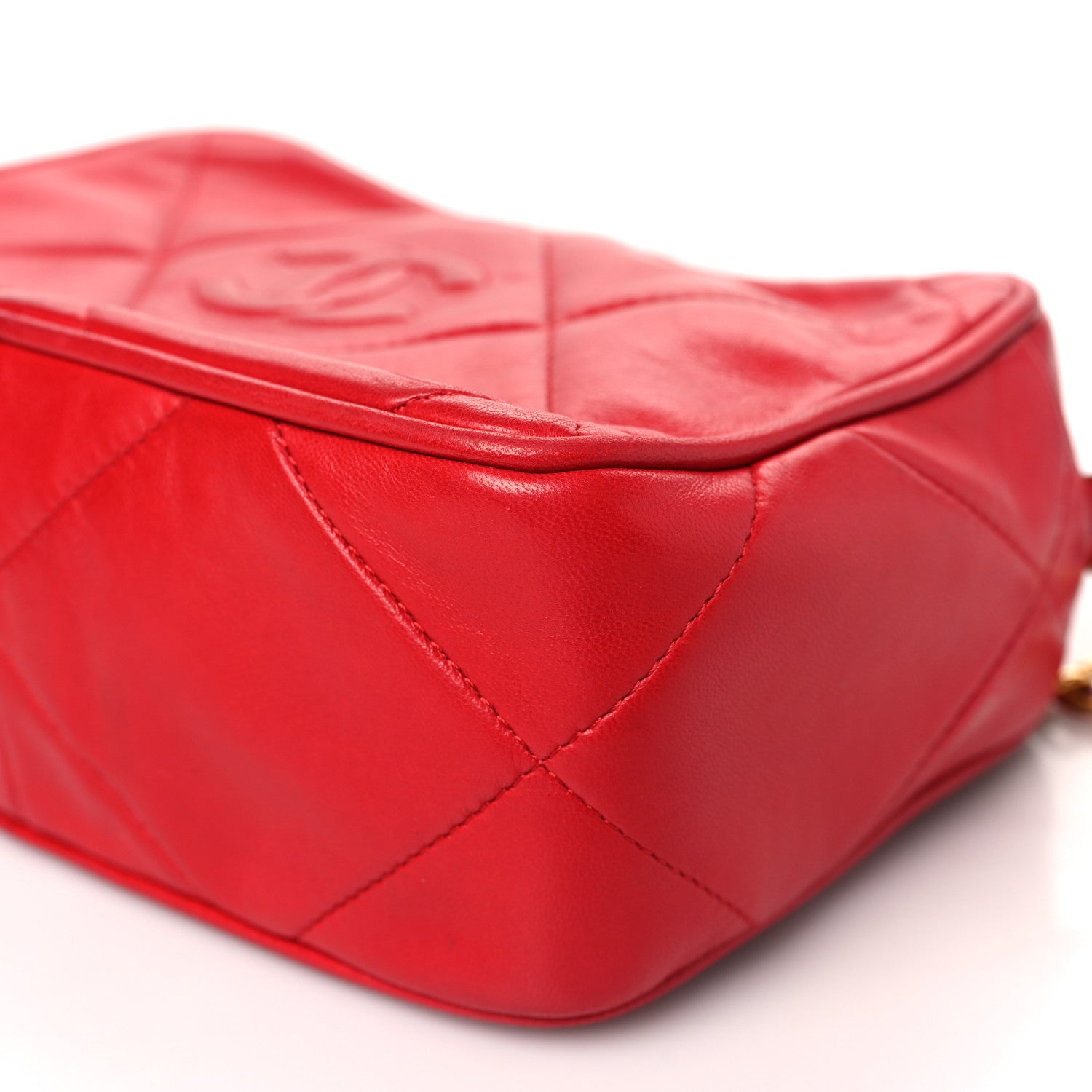 Chanel Lambskin Quilted Tassel Camera Case Red 10 of 12