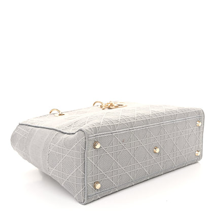 Christian Dior Canvas Embroidered Cannage Lady D-Lite Gray 4 of 11