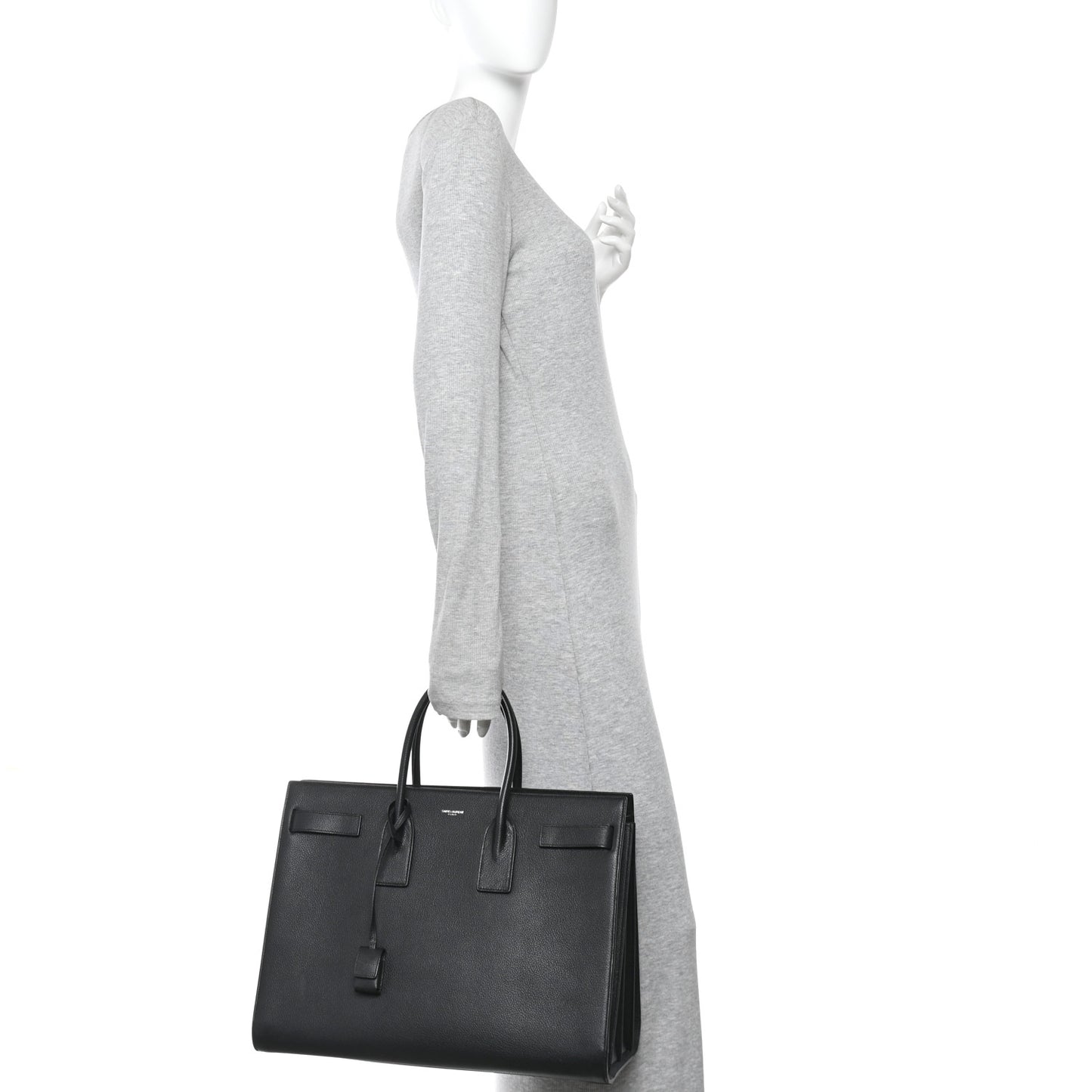 Grained Calfskin Large Sac De Jour Carryall Black