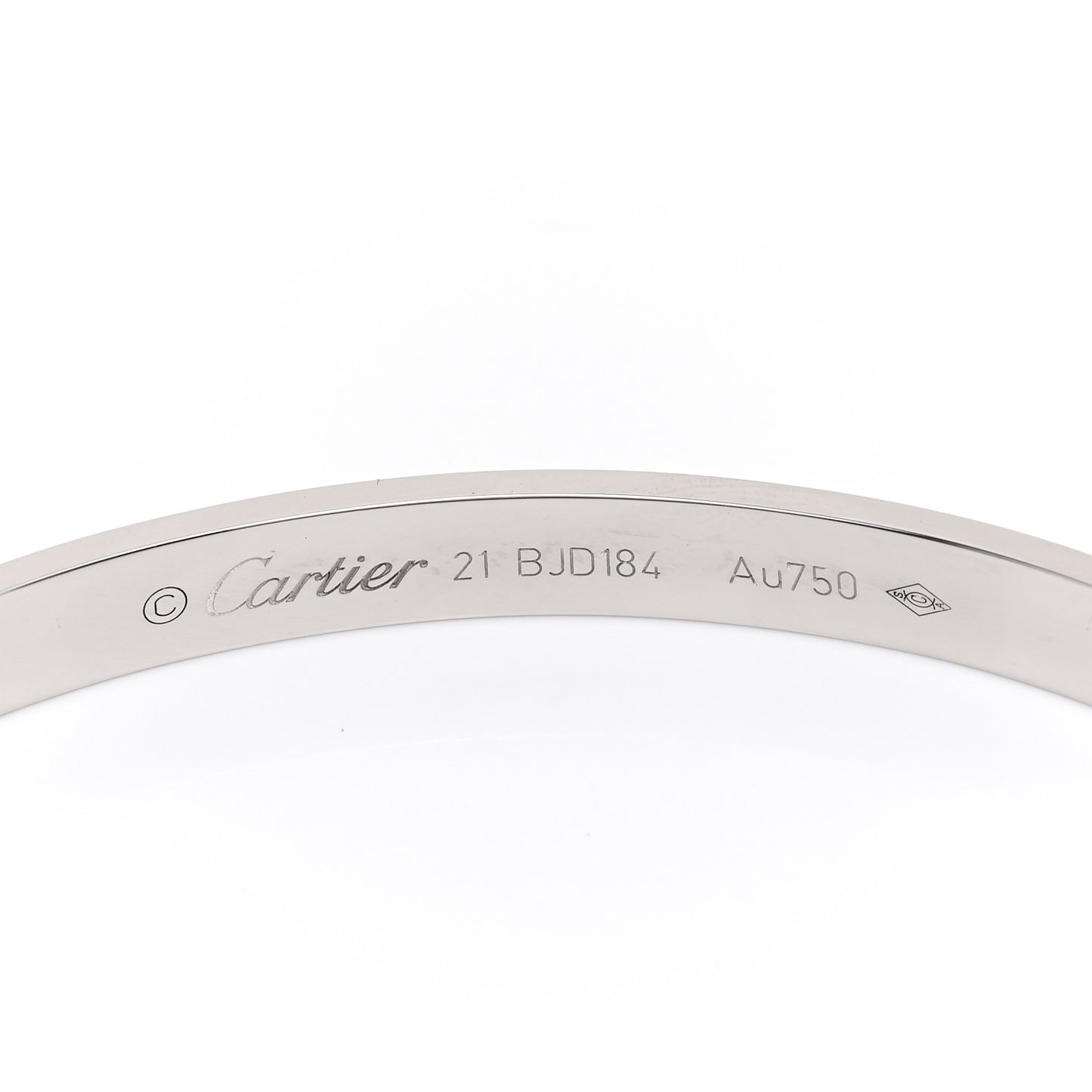 18K White Gold LOVE Cuff Bracelet 21