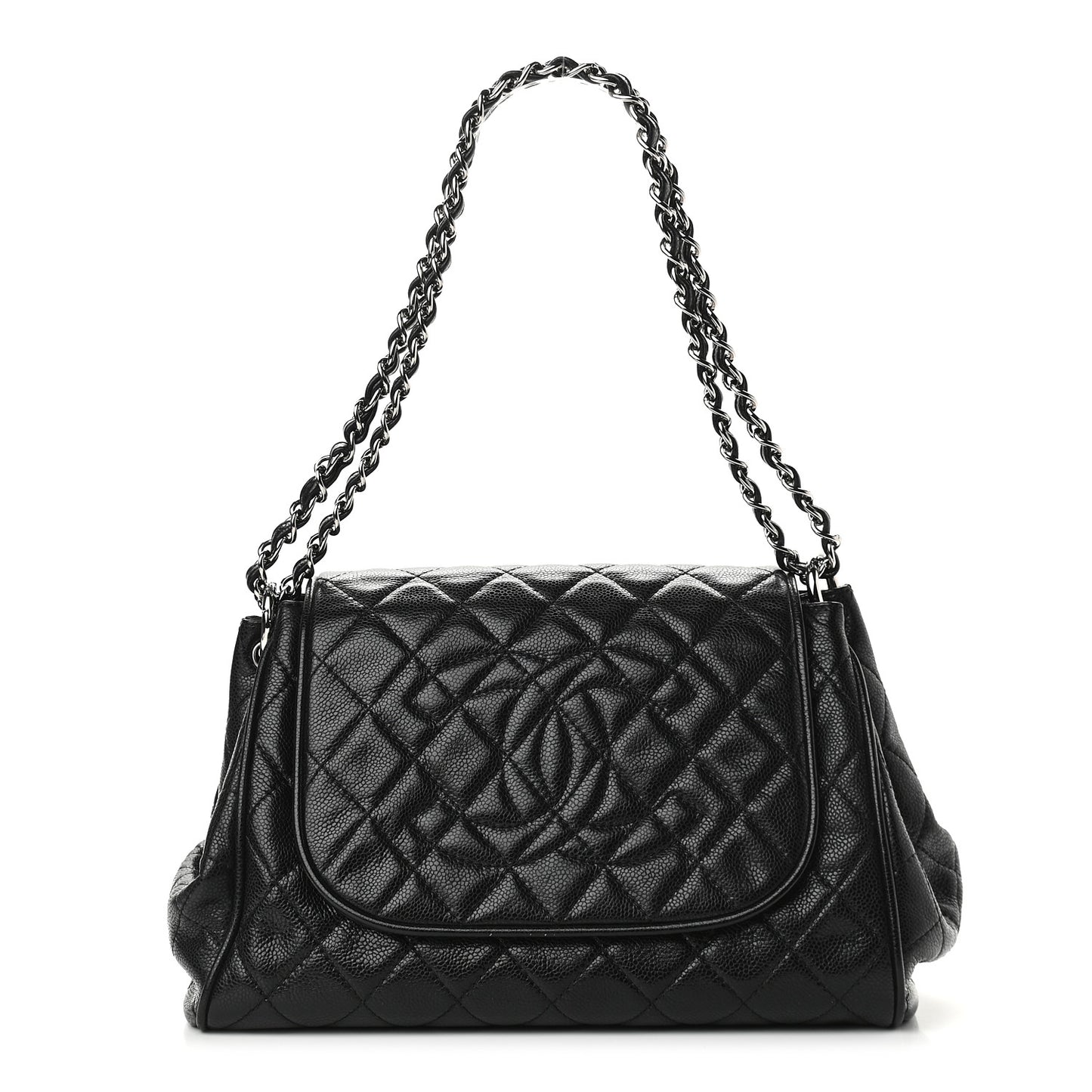 Caviar Quilted Timeless Accordion Flap Black