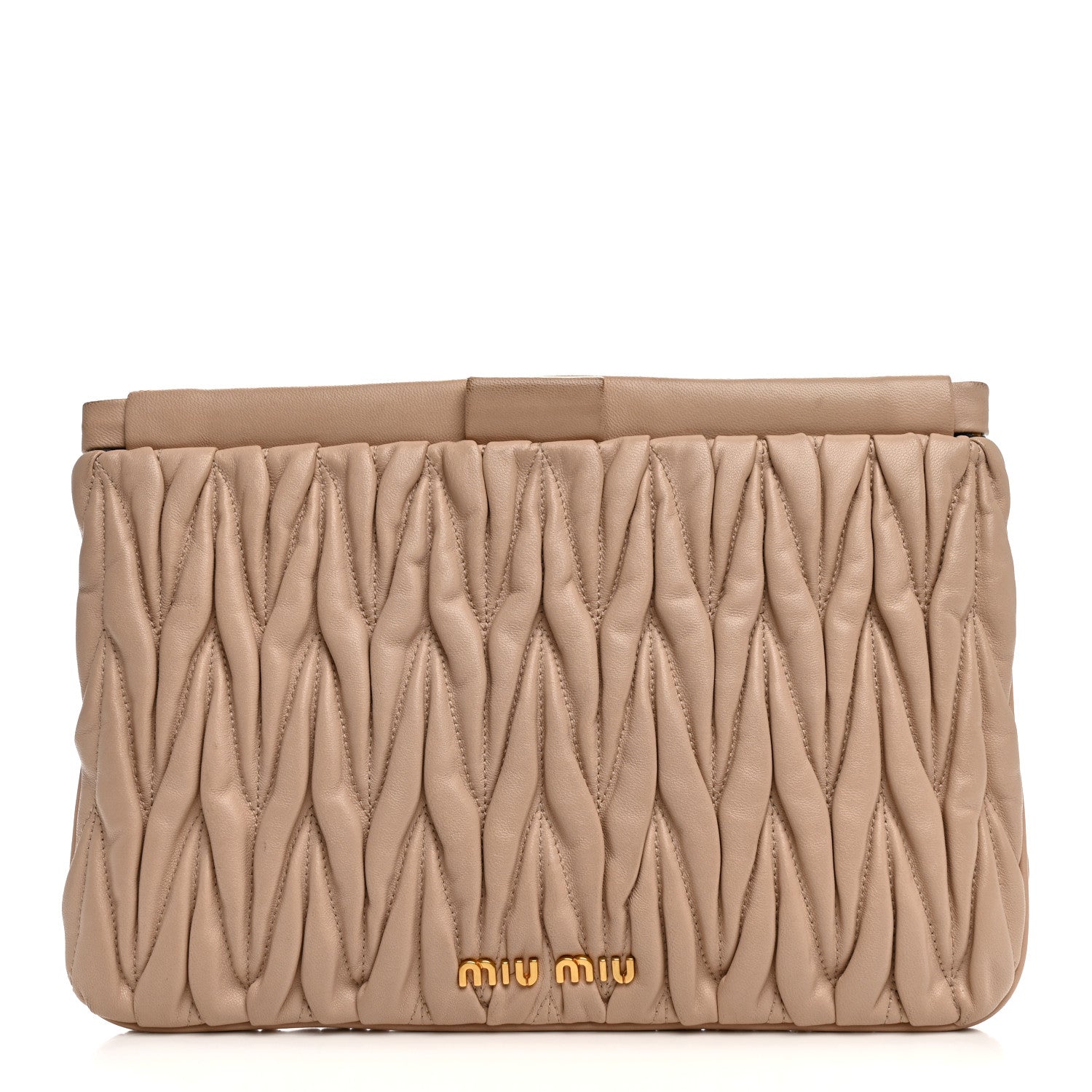 Miu Miu Nappa Matelasse Clutch Cammeo 1 of 10