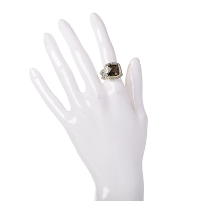 David Yurman Sterling Silver 18K Yellow Gold Diamond Smoky Quartz 11mm Albion Ring 51 5.75 2 of 7