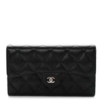 Chanel Caviar Quilted Long Flap Wallet Black 1 of 9
