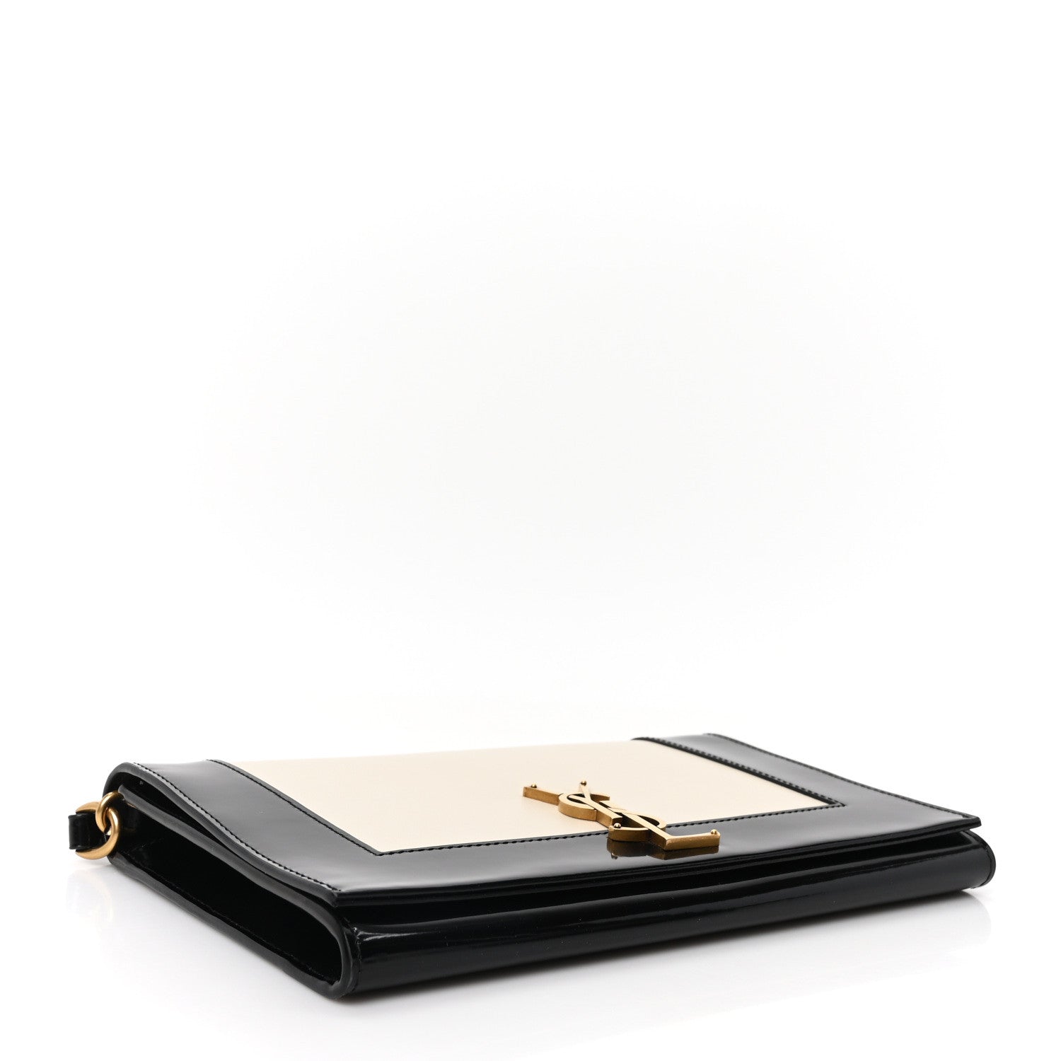 Saint Laurent Nappa Patent Calfskin Two-Toned Monogram Pouch Alabastro Black 4 of 10