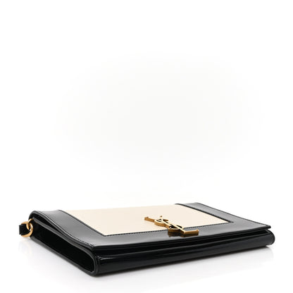 Saint Laurent Nappa Patent Calfskin Two-Toned Monogram Pouch Alabastro Black 4 of 10