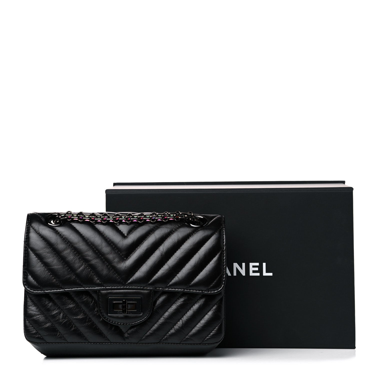 Chanel Aged Calfskin Chevron Quilted 2.55 Reissue Mini Flap So Black 11 of 11