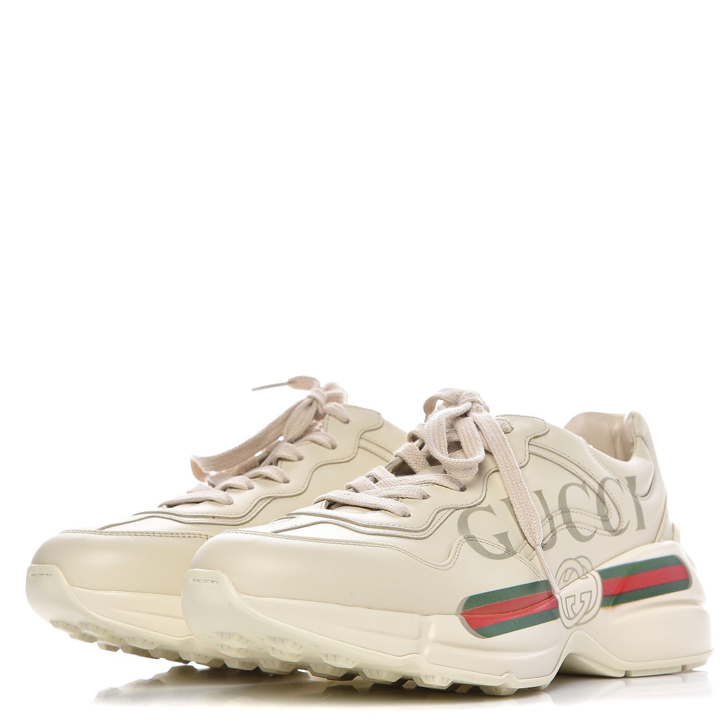 Calfskin Logo Womens Rhyton Sneakers 37.5 Ivory
